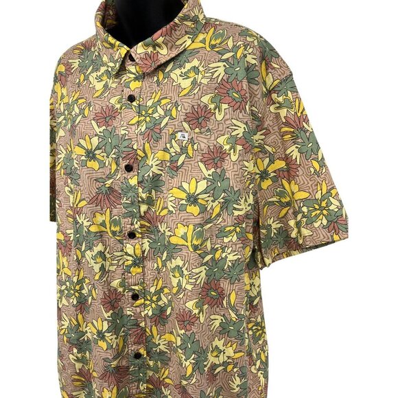 Quiksilver Mens XXL Tropical Floral Shirt Regular Fit 54% Hemp 44% Cotton Short - Picture 3 of 10